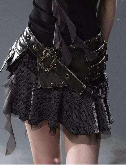 Seafoam Lace Up Ruffle Hem Slip Dress V Neck