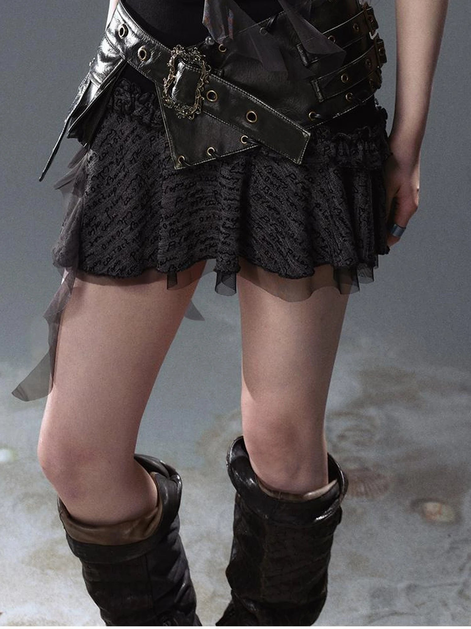 Seafoam Lace Up Ruffle Hem Slip Dress V Neck