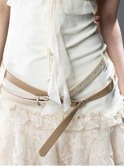 Update Cest Nous Seafoam Lace Up Ruffle Hem Slip Dress V Neck