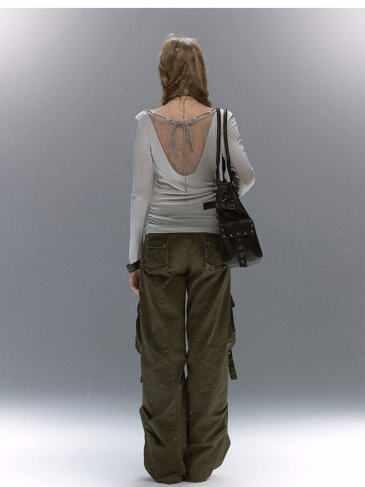 Cest Nous Sheer Lace Printed Rope Knot Women&
