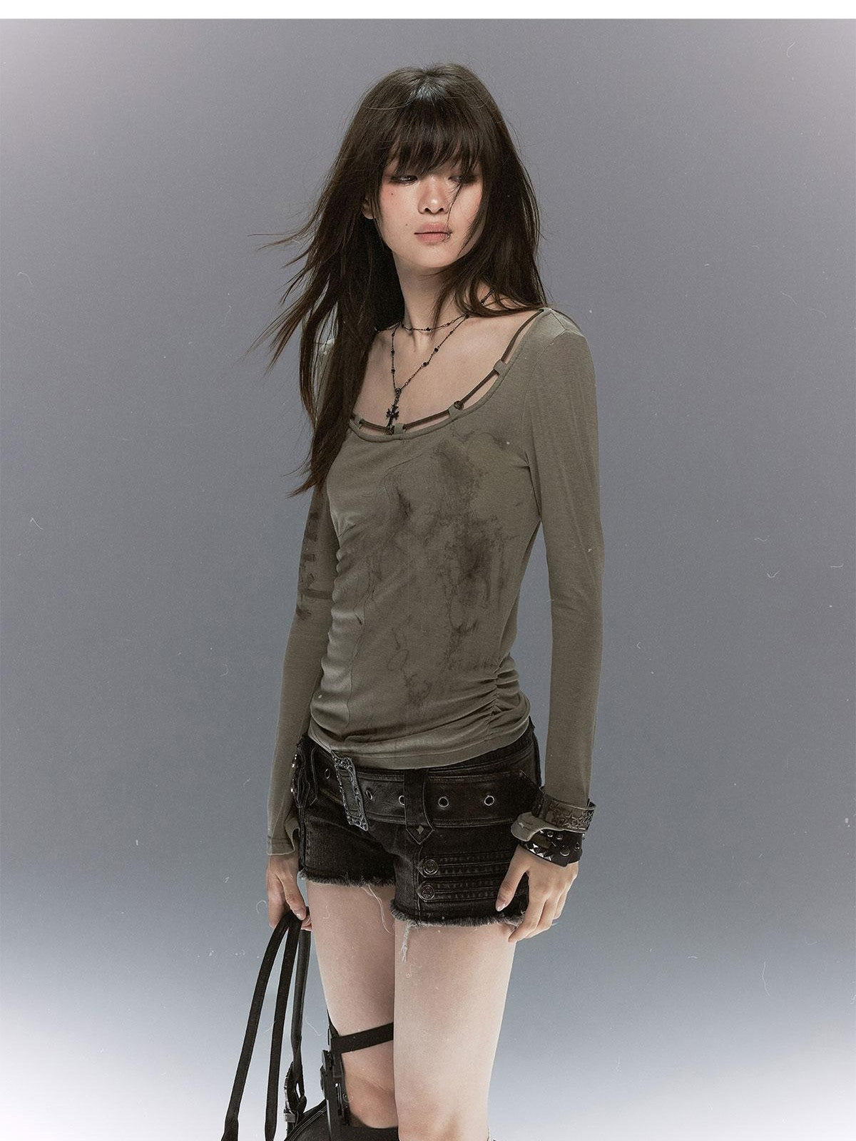 Cest Nous Sheer Lace Printed Rope Knot Women&