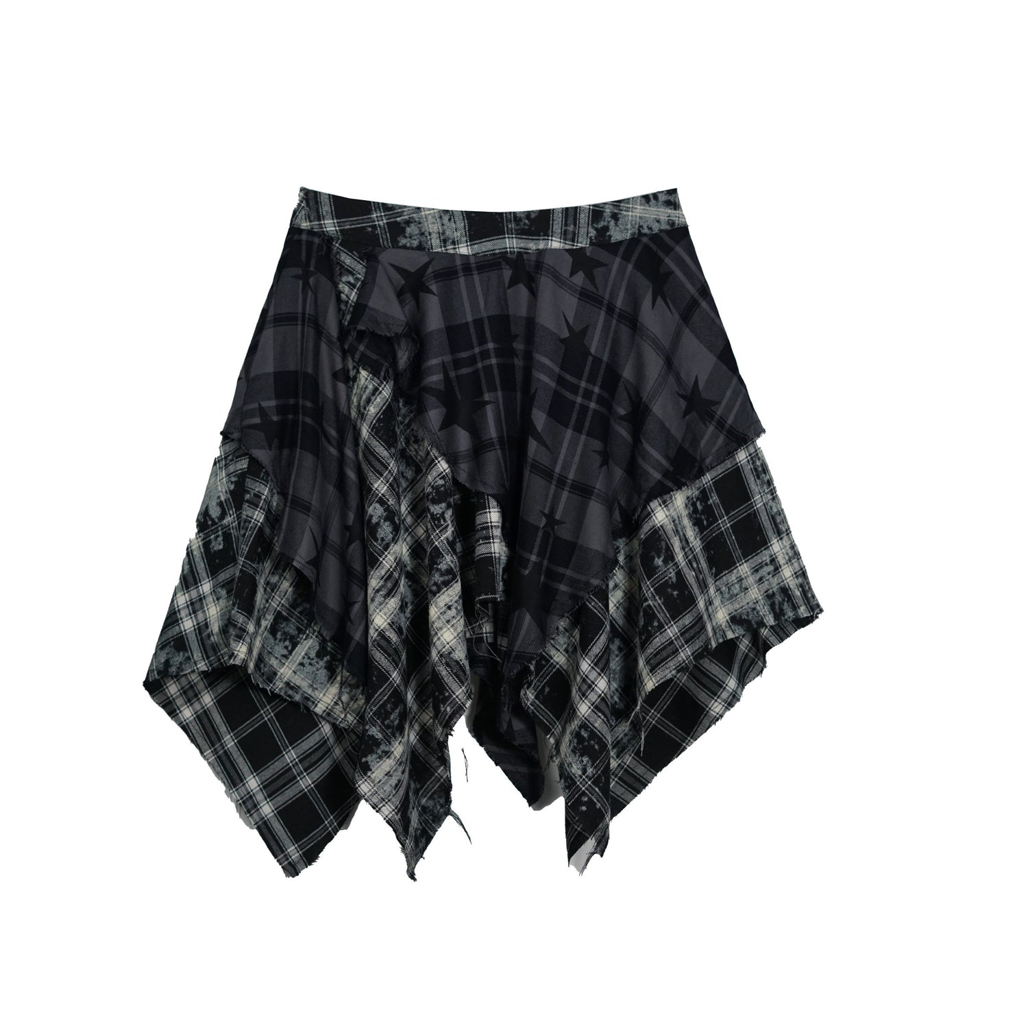 Cest_Nous_Star_Check_Irregular_Frayed_Leather_Patch_Fur_Waist_Women&