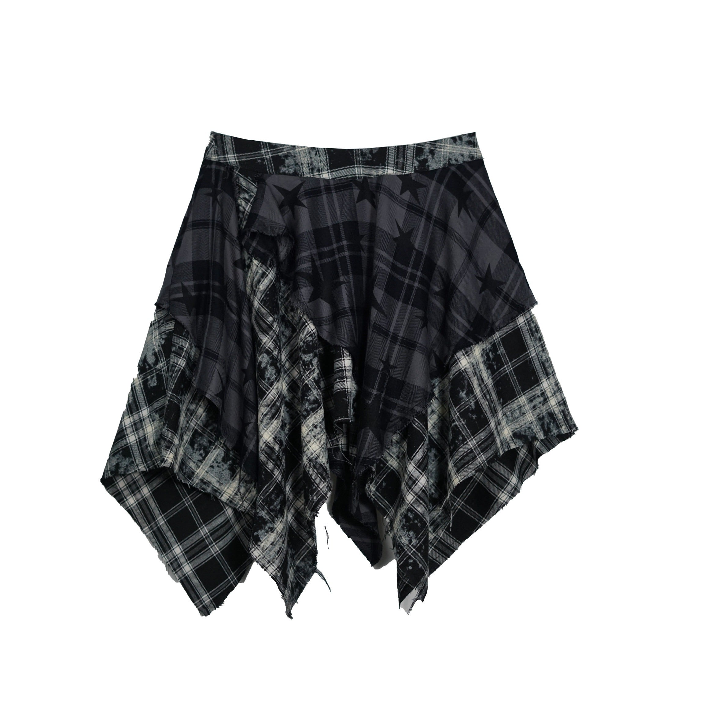Cest_Nous_Star_Check_Irregular_Frayed_Leather_Patch_Fur_Waist_Women&