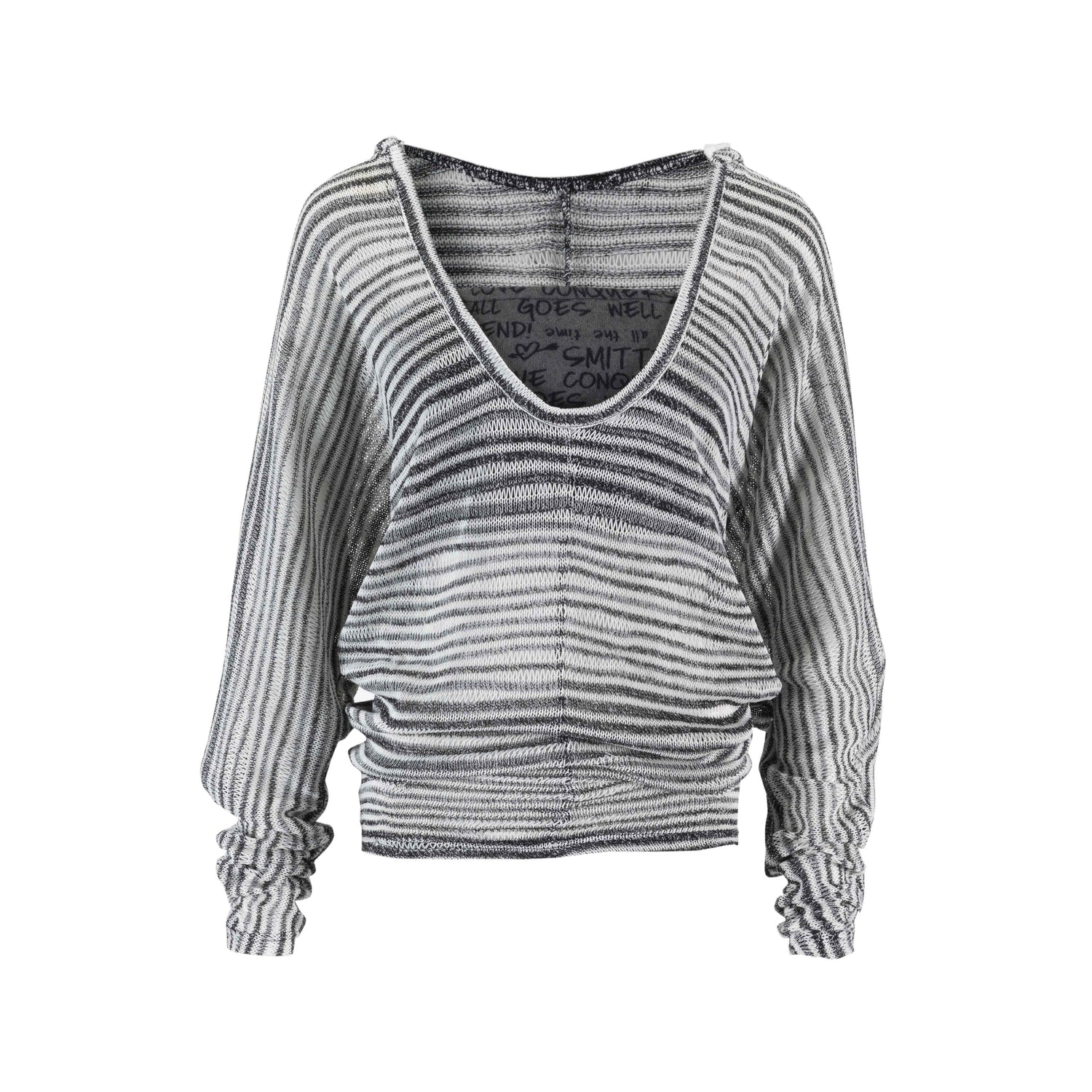 Cest_Nous_Striped_Hollow_Bandeau_Two_Piece_Hooded_Batwing_Women&