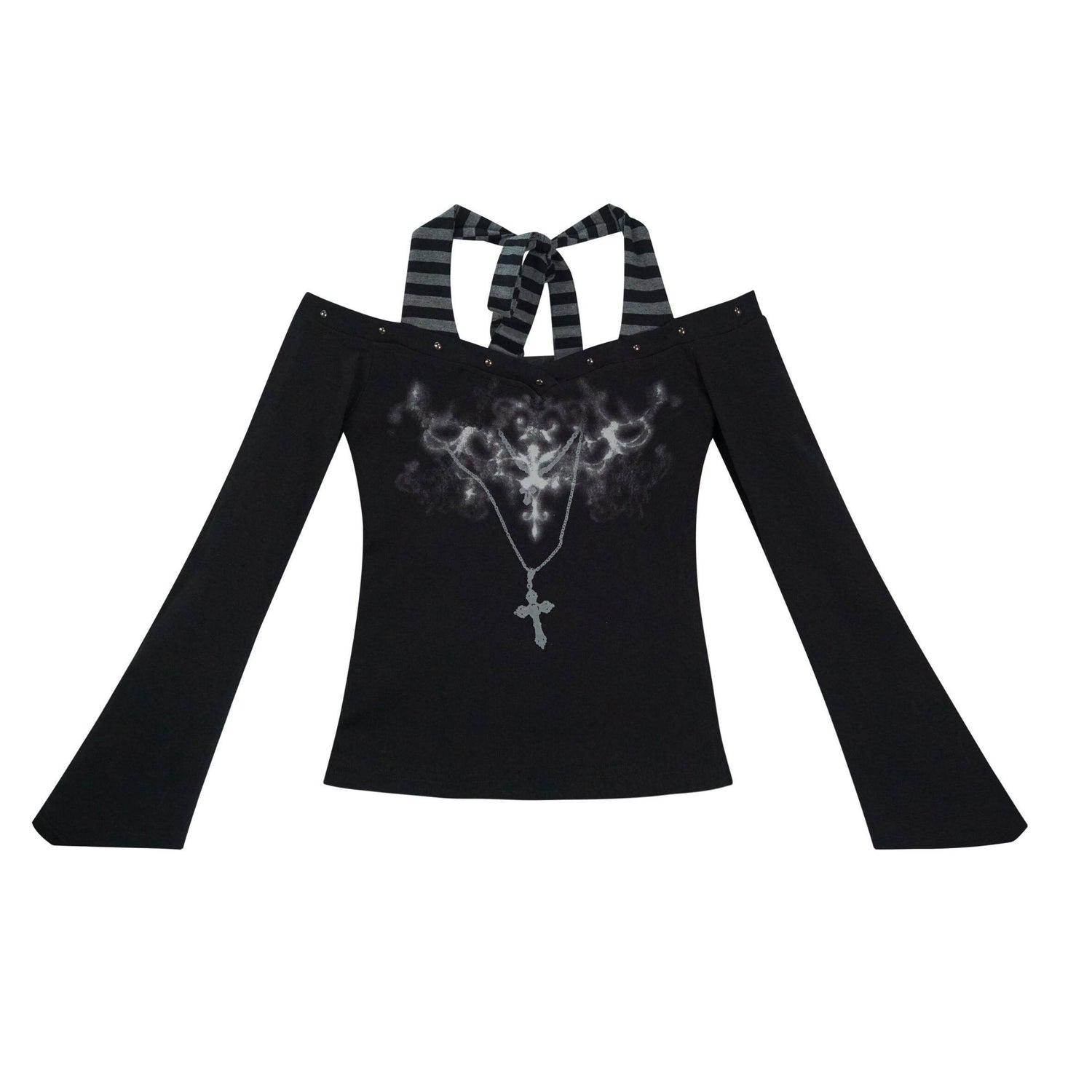 Cest_Nous_Studded_Punk_Print_Off_Shoulder_Halter_Women&
