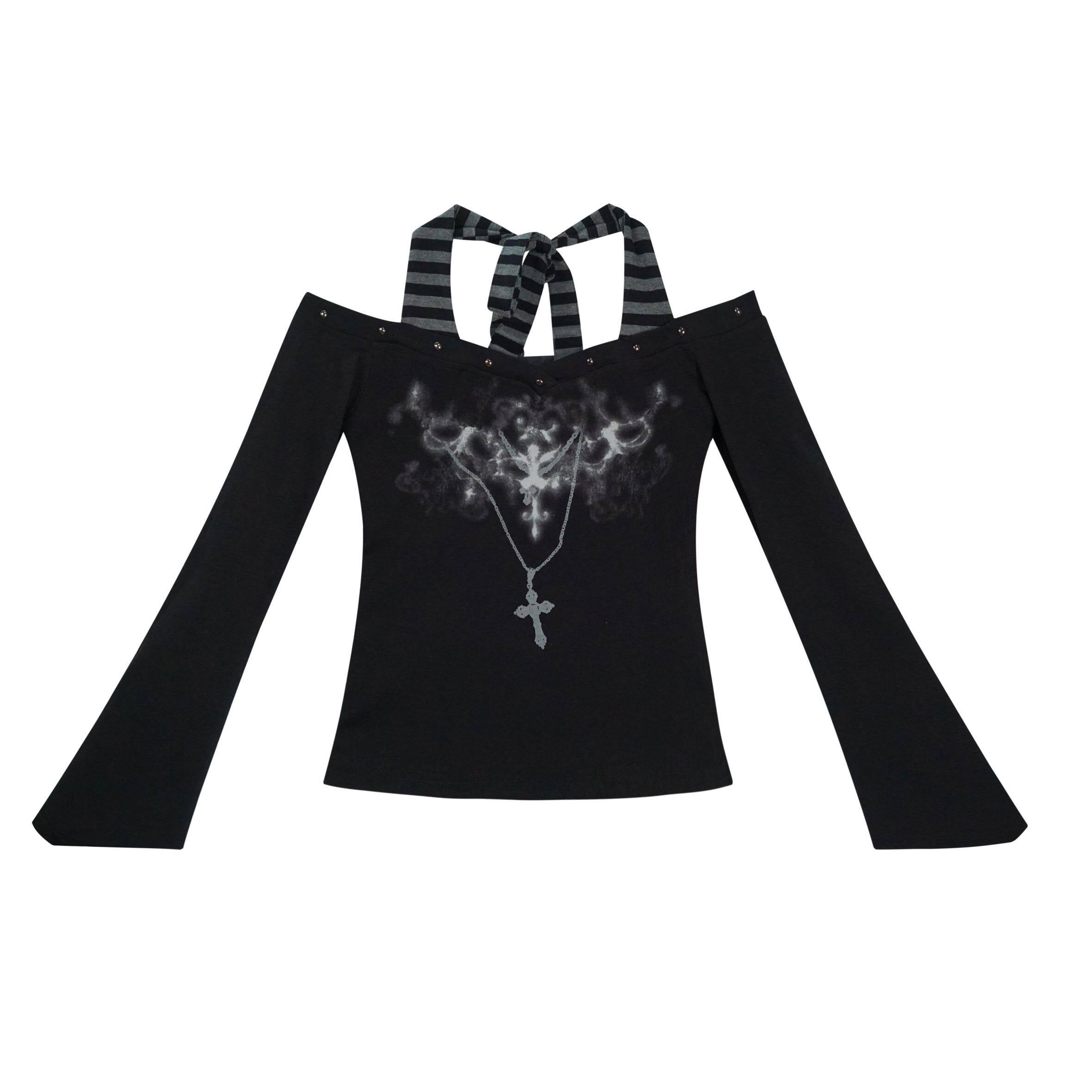 Cest_Nous_Studded_Punk_Print_Off_Shoulder_Halter_Women&