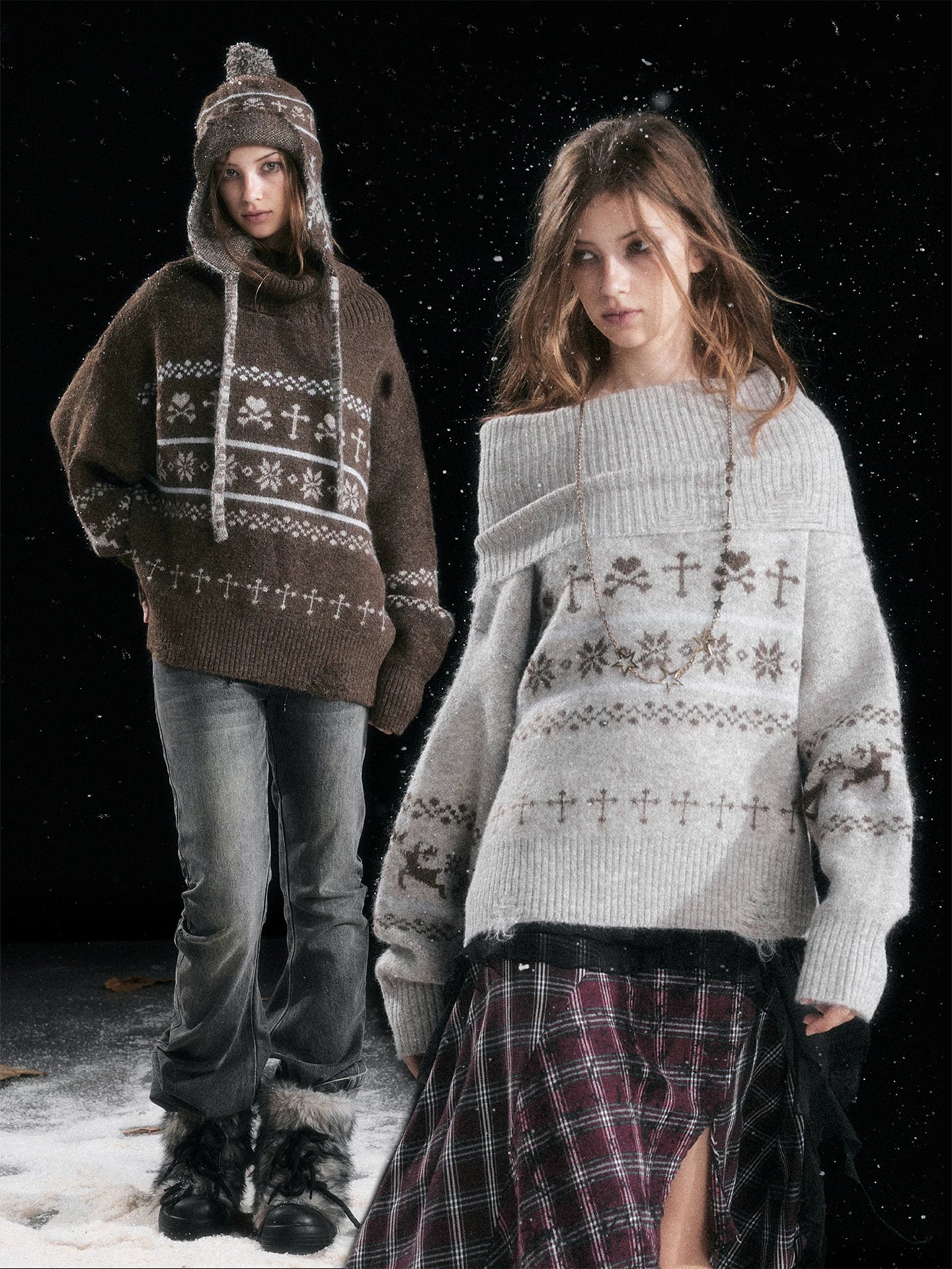 Cest Nous Thermal Wool Blend Commuter Loose Fit Hooded Long Sleeve Casual Knit Sweater-1
