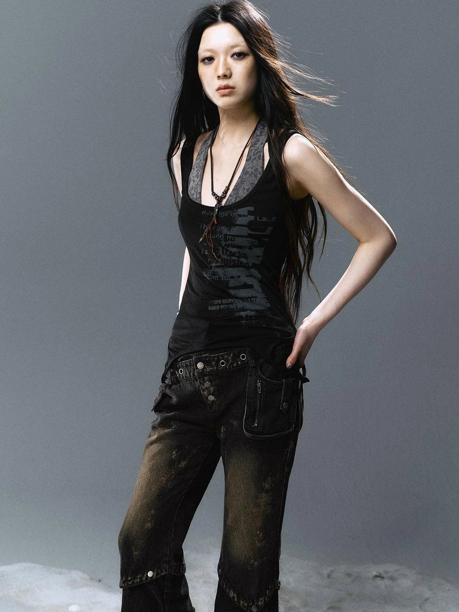 Two Way Graffiti Print Layered Bandeau Top