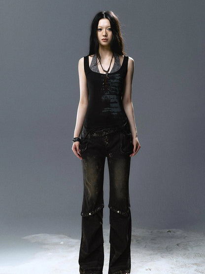 Two Way Graffiti Print Layered Bandeau Top