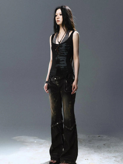 Two Way Graffiti Print Layered Bandeau Top