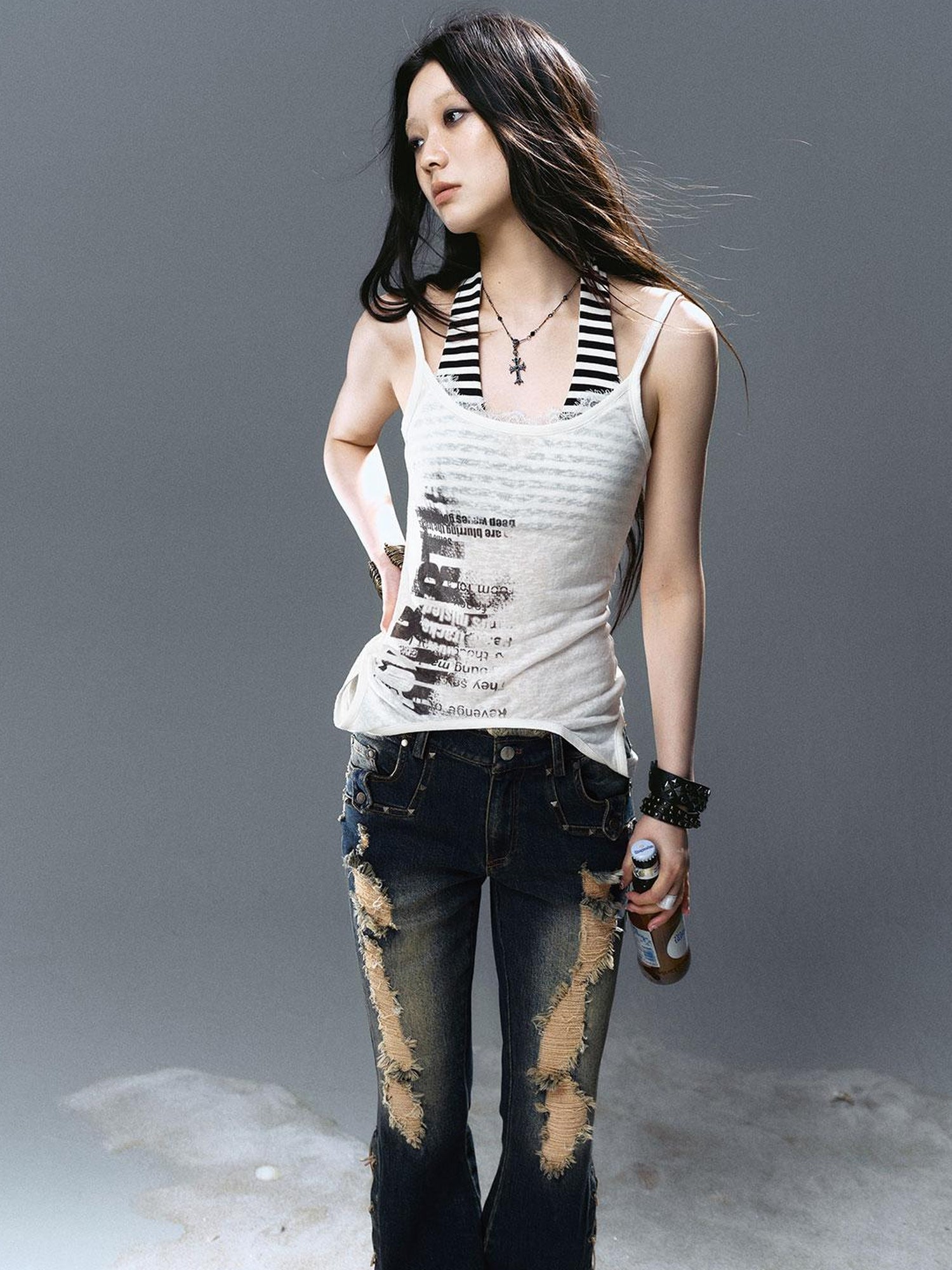 Update Cest Nous Two Way Graffiti Print Layered Bandeau Top