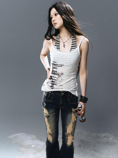 Update Cest Nous Two Way Graffiti Print Layered Bandeau Top