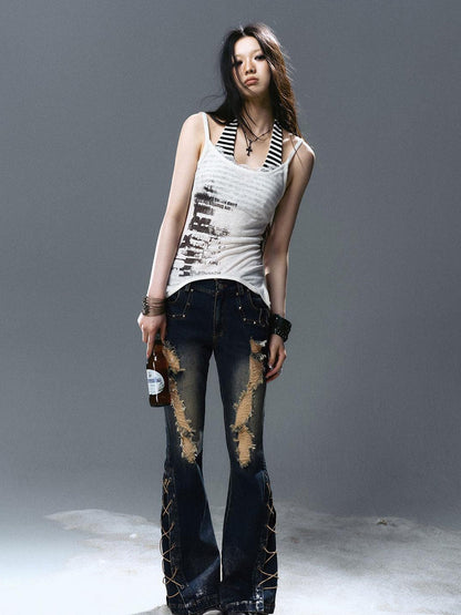 Update Cest Nous Two Way Graffiti Print Layered Bandeau Top
