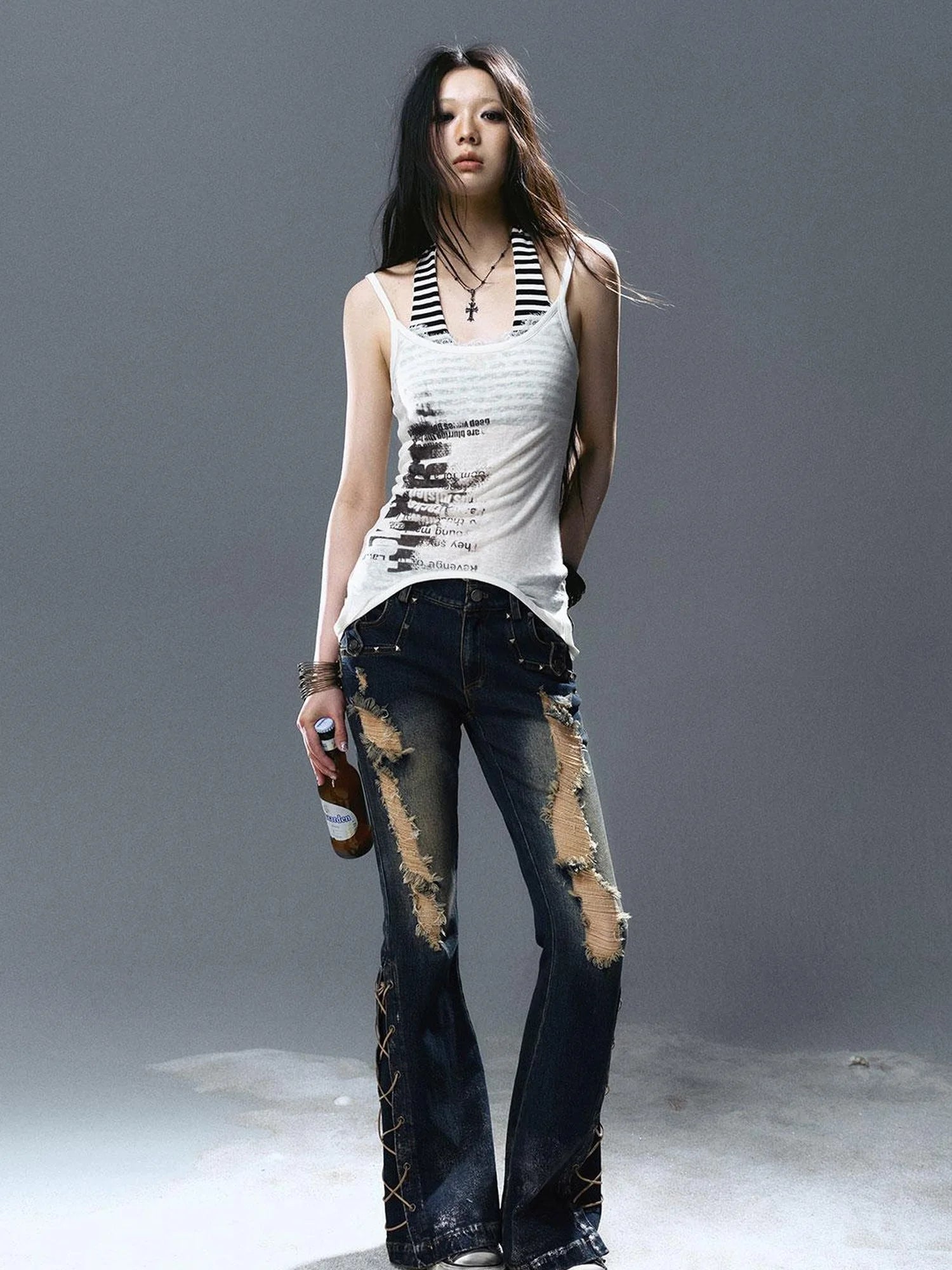 Two Way Graffiti Print Layered Bandeau Top