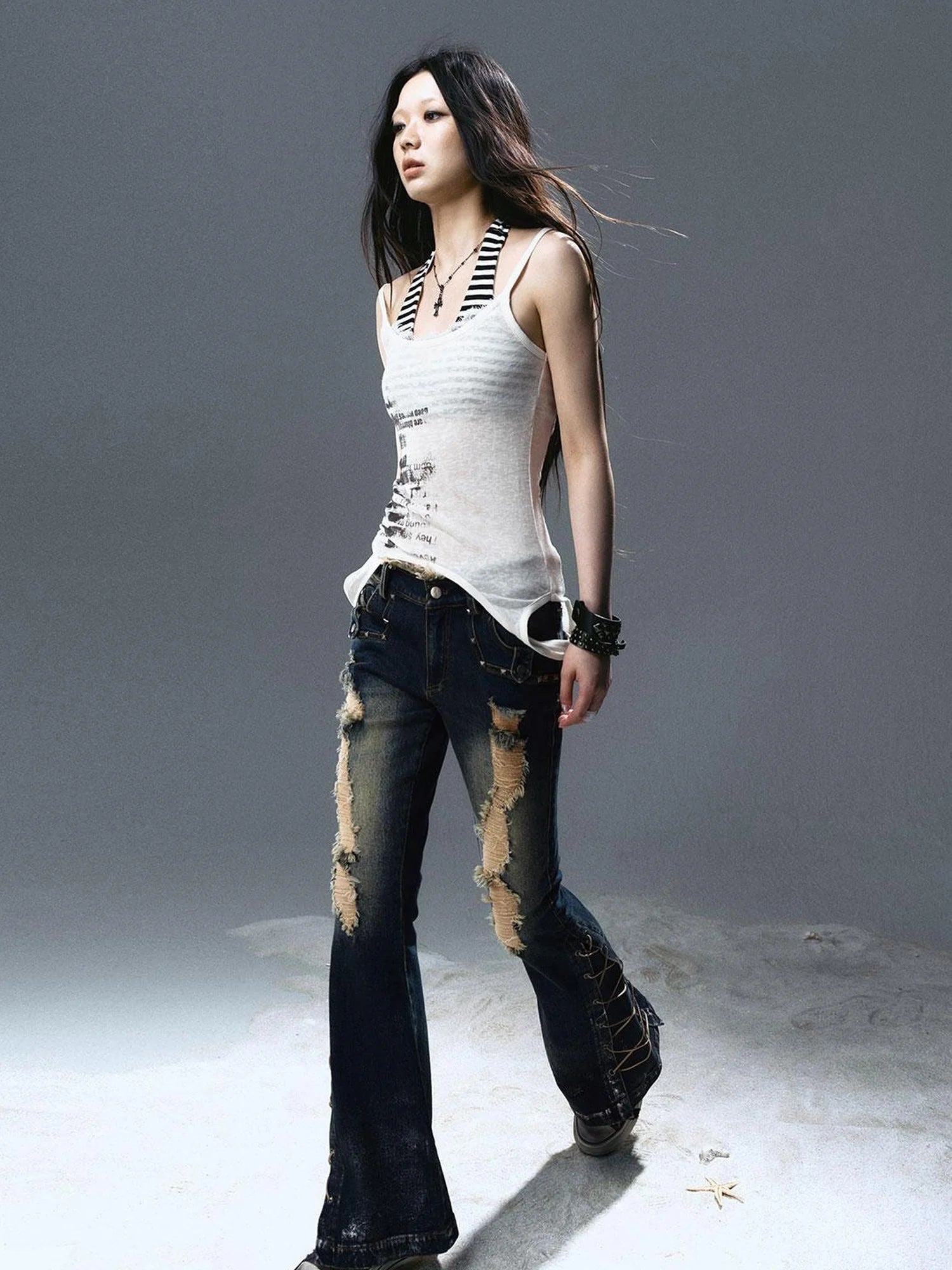 Two Way Graffiti Print Layered Bandeau Top