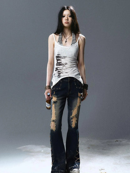 Two Way Graffiti Print Layered Bandeau Top