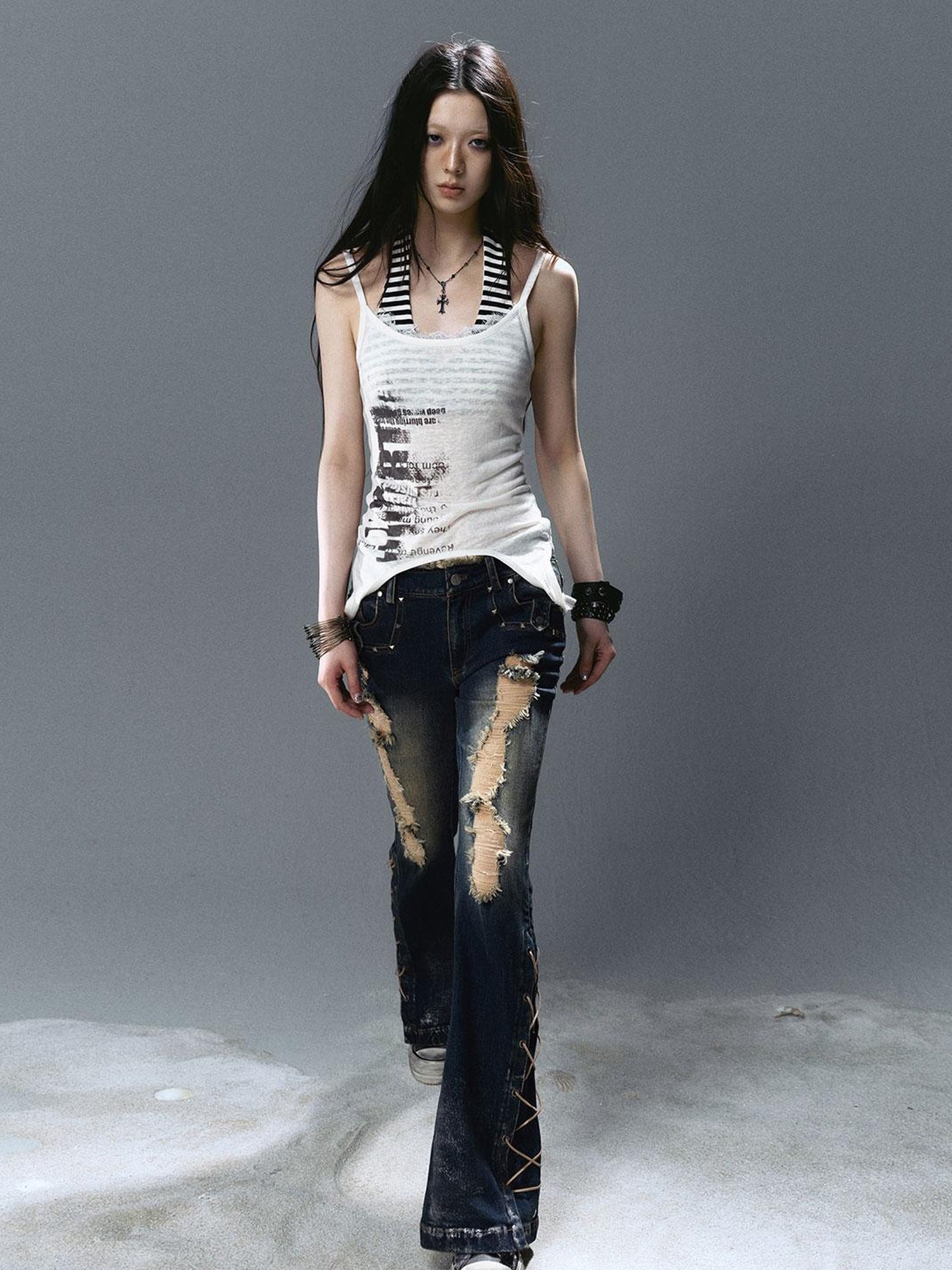 Update Cest Nous Two Way Graffiti Print Layered Bandeau Top