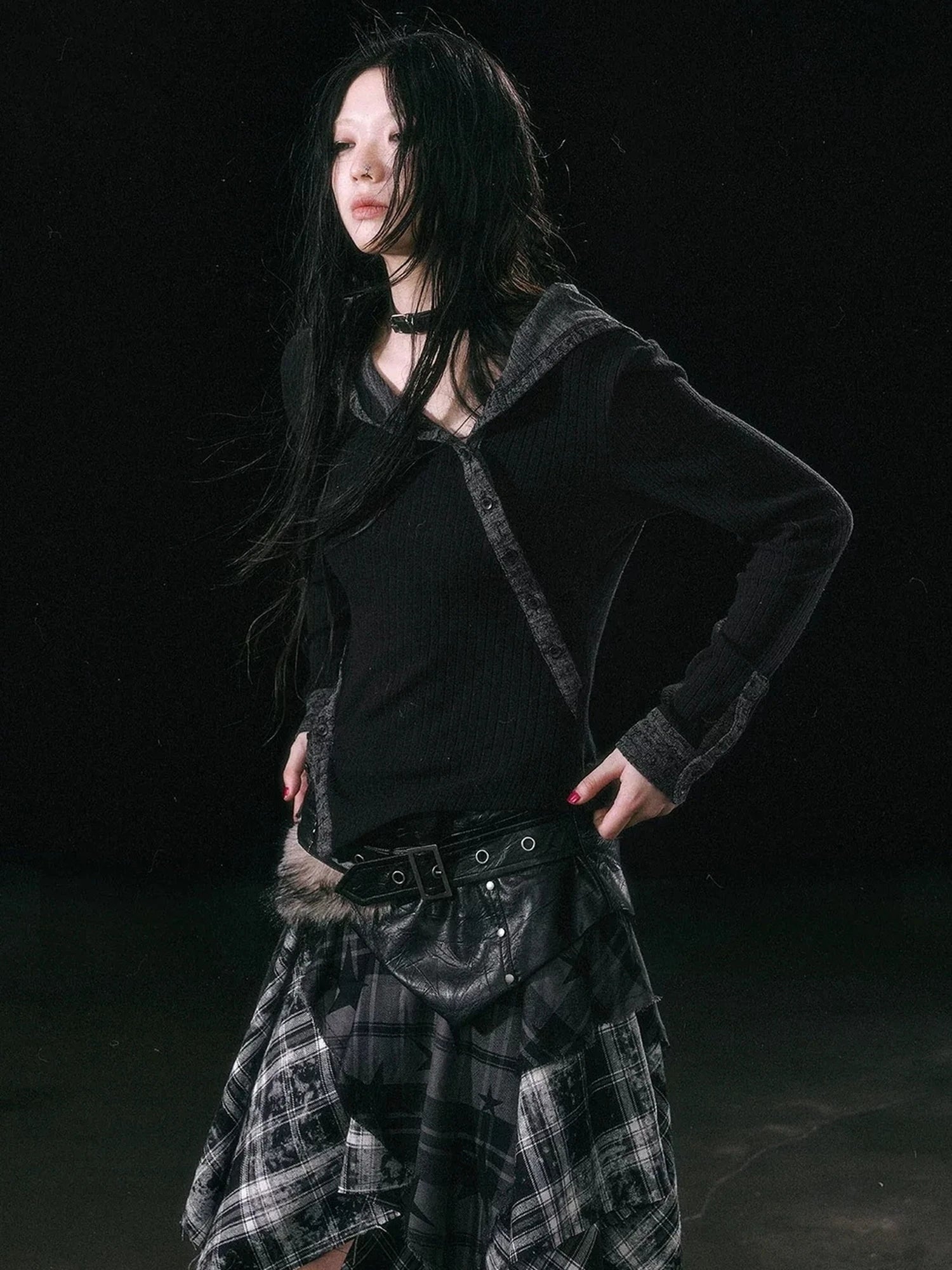 Chinese Clothing Cest Nous Update Asymmetrical Hooded Knit Top