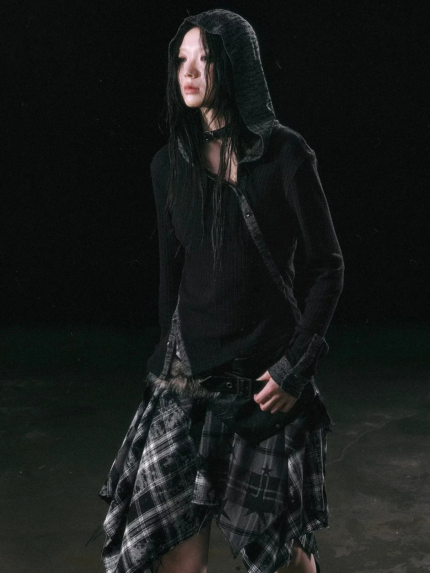 Chinese Clothing Cest Nous Update Asymmetrical Hooded Knit Top