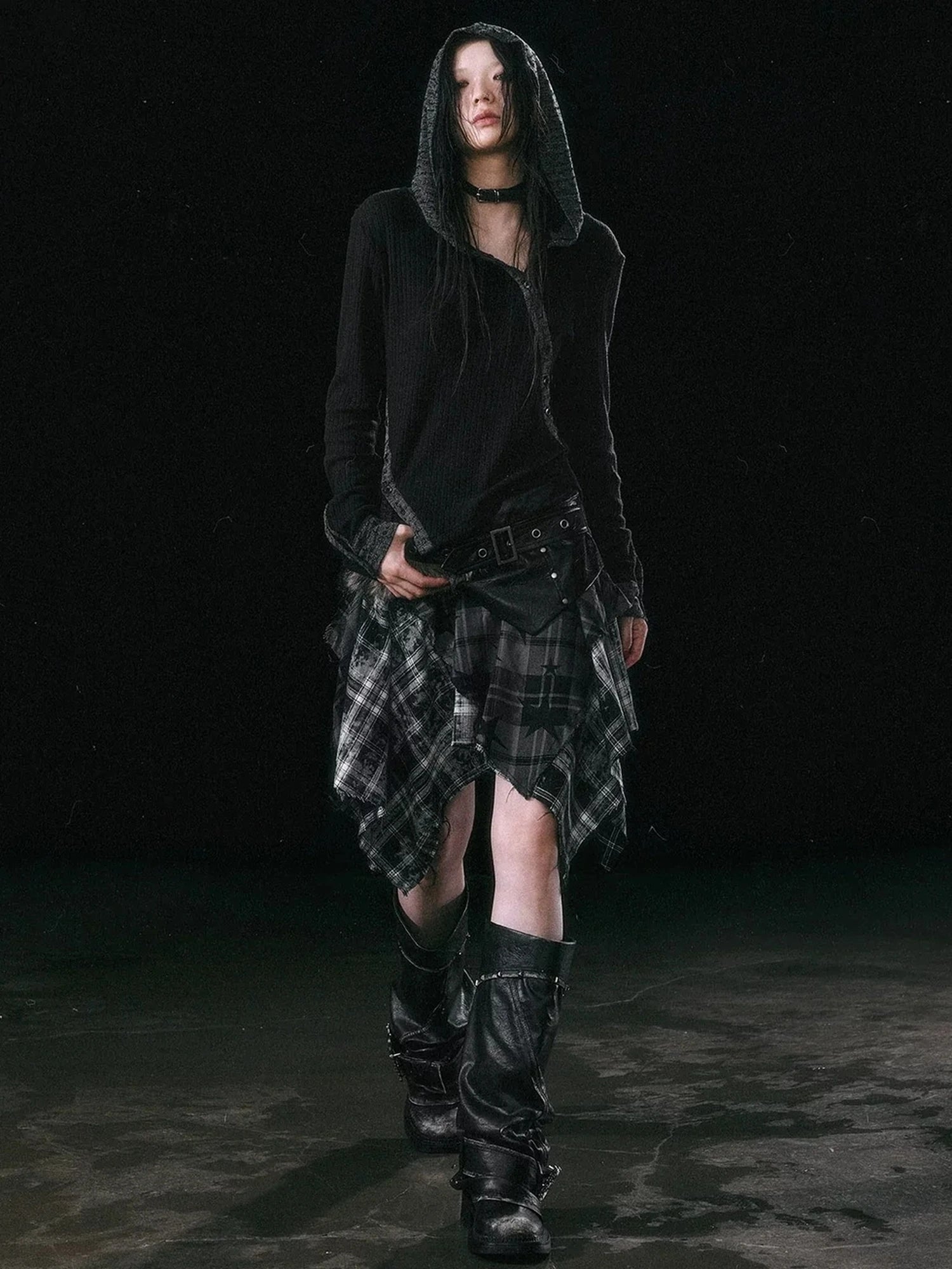 Chinese Clothing Cest Nous Update Asymmetrical Hooded Knit Top