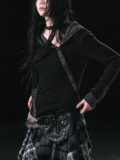 Chinese Clothing Cest Nous Update Asymmetrical Hooded Knit Top