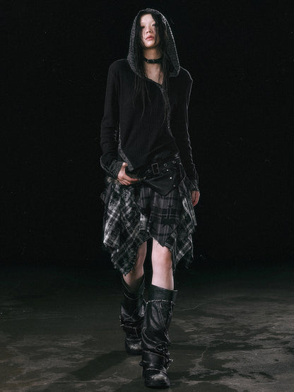 Chinese Clothing Cest Nous Update Asymmetrical Hooded Knit Top