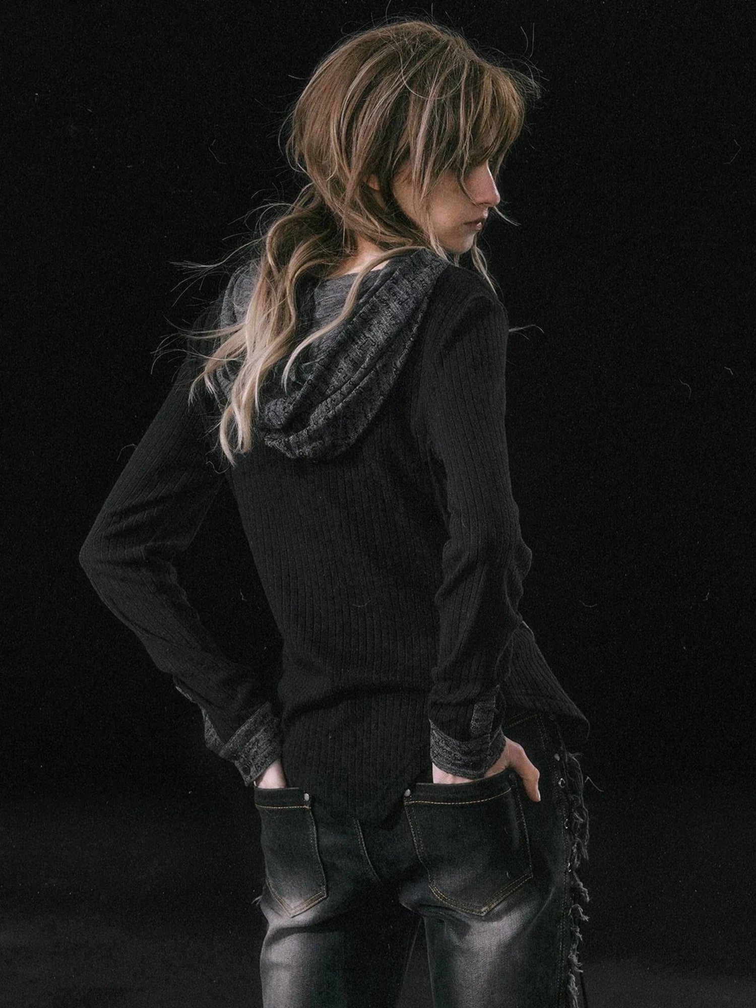 Chinese Clothing Cest Nous Update Asymmetrical Hooded Knit Top