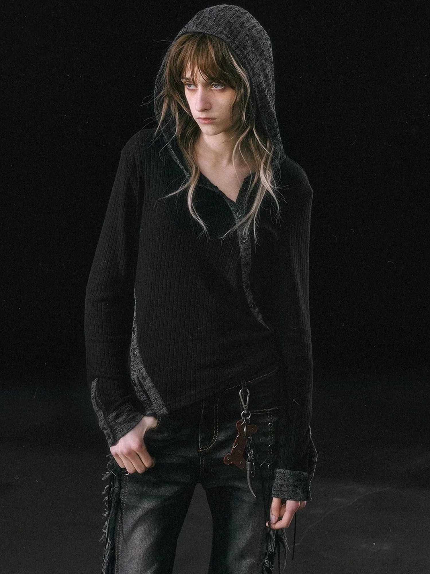 Chinese Clothing Cest Nous Update Asymmetrical Hooded Knit Top