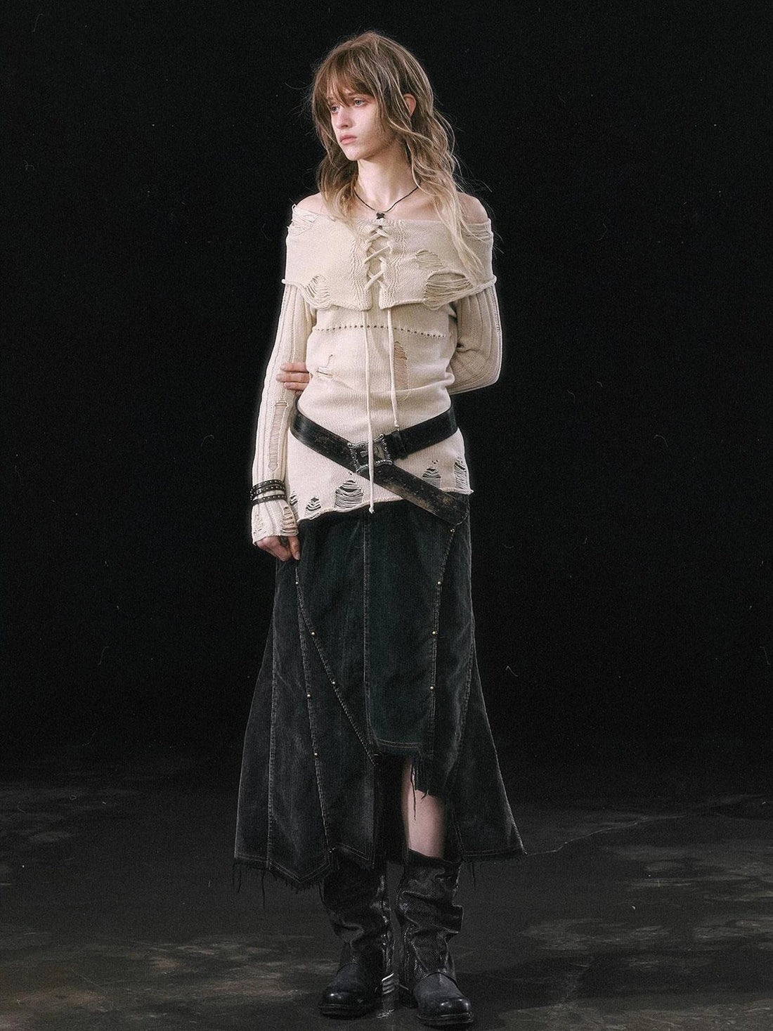 Chinese Clothing Cest Nous Update Asymmetrical Patchwork Mermaid Skirt