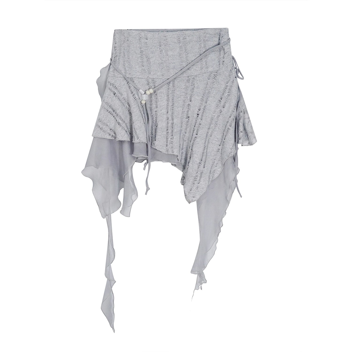 Chinese Clothing Cest Nous Update Blue Mist Beaded Asymmetrical Ruffle Skirt MISSTT