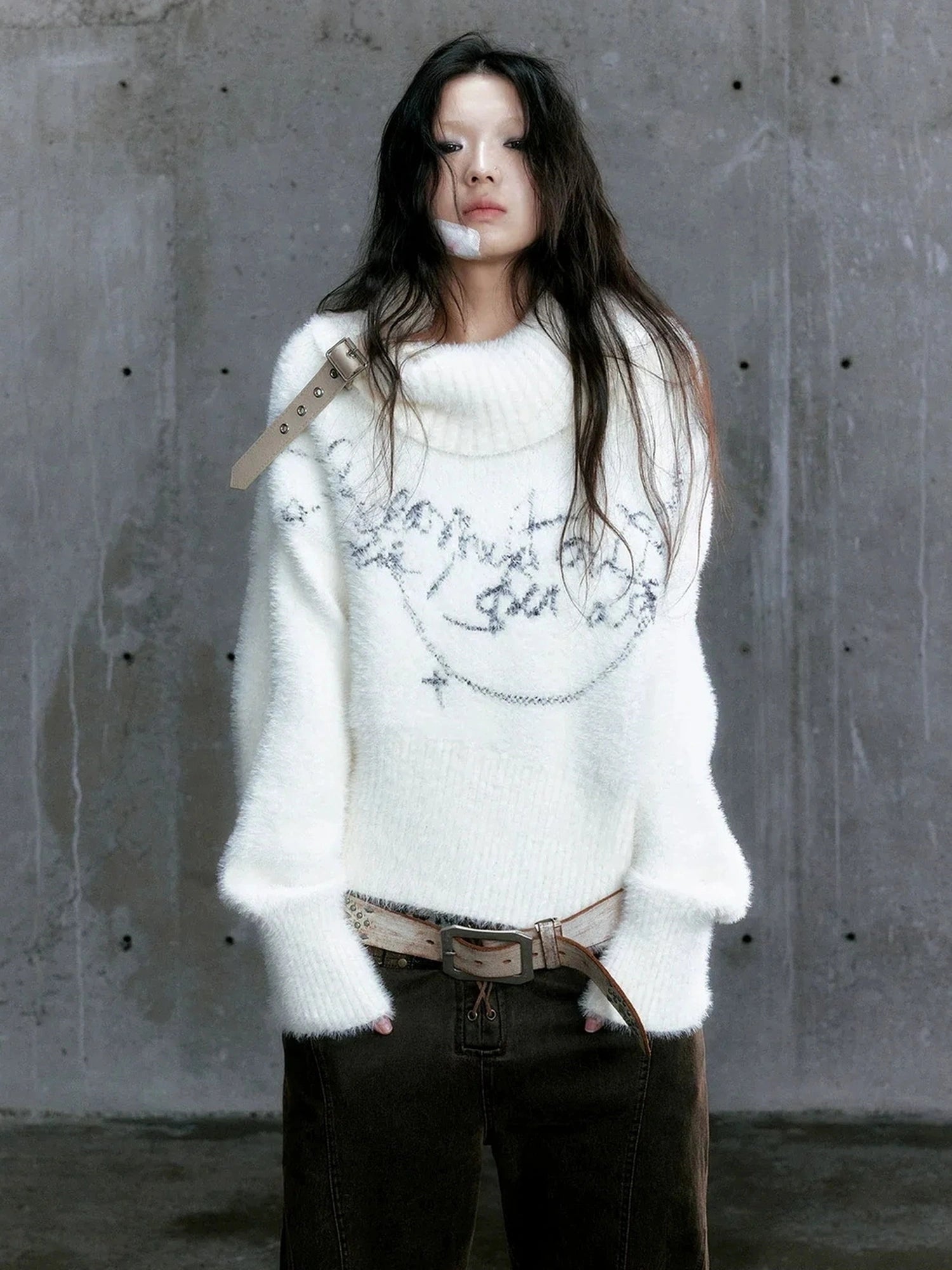 Chinese Clothing Cest Nous Update Chain Buckle Punk Crochet Oversized Sweater