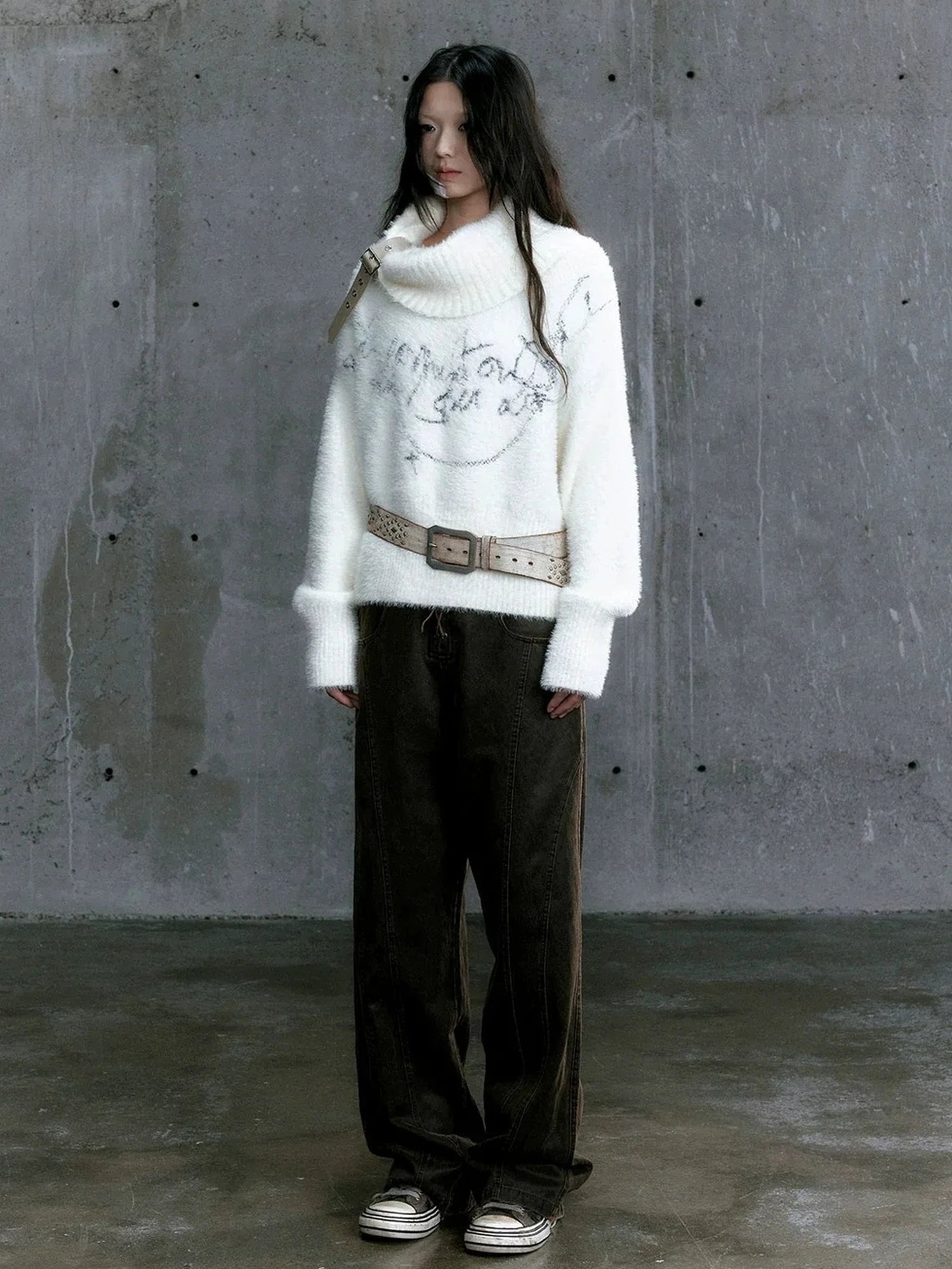 Chinese Clothing Cest Nous Update Chain Buckle Punk Crochet Oversized Sweater