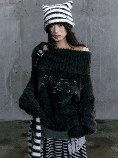 Chinese Clothing Cest Nous Update Chain Buckle Punk Crochet Oversized Sweater