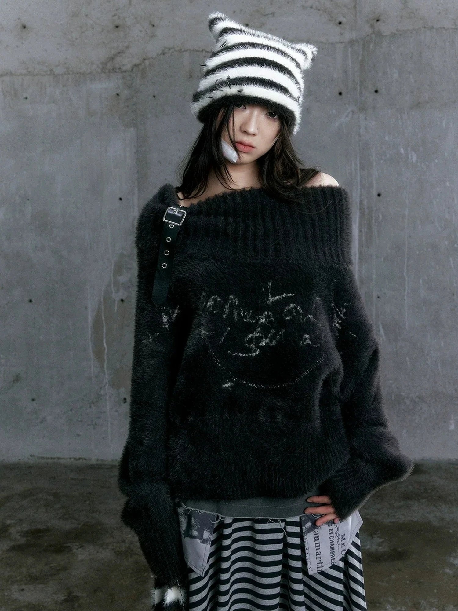 Chinese Clothing Cest Nous Update Chain Buckle Punk Crochet Oversized Sweater