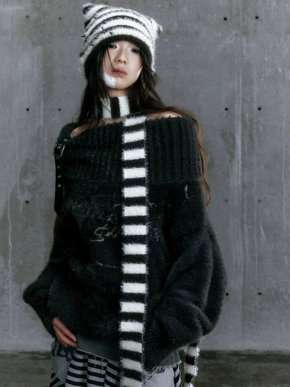 Chinese Clothing Cest Nous Update Chain Buckle Punk Crochet Oversized Sweater