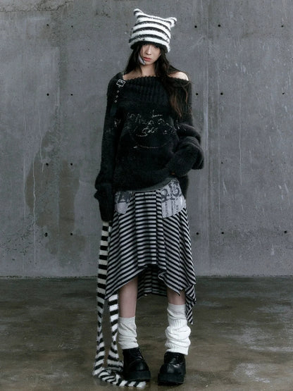 Chinese Clothing Cest Nous Update Chain Buckle Punk Crochet Oversized Sweater