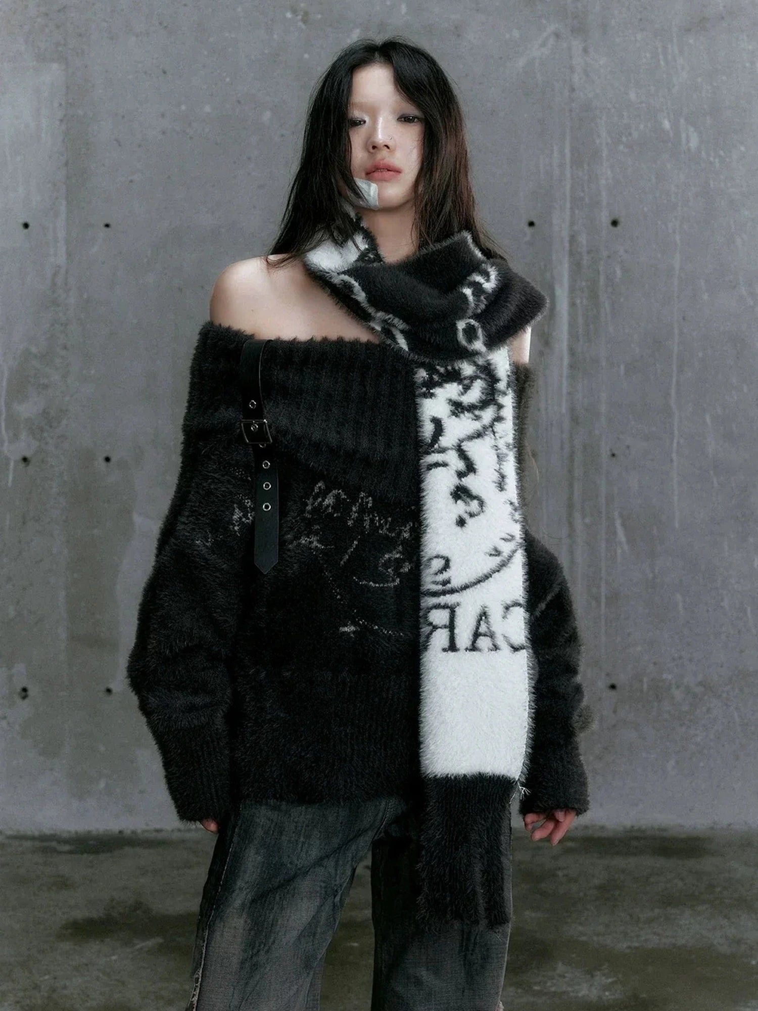 Chinese Clothing Cest Nous Update Chain Buckle Punk Crochet Oversized Sweater