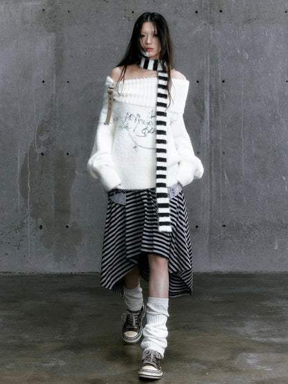 Chinese Clothing Cest Nous Update Chain Buckle Punk Crochet Oversized Sweater