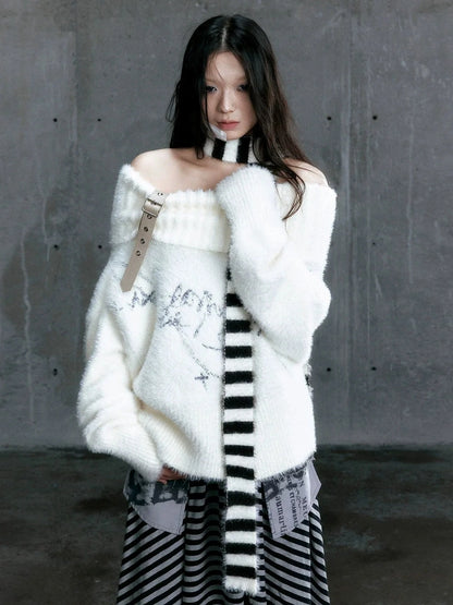 Chinese Clothing Cest Nous Update Chain Buckle Punk Crochet Oversized Sweater