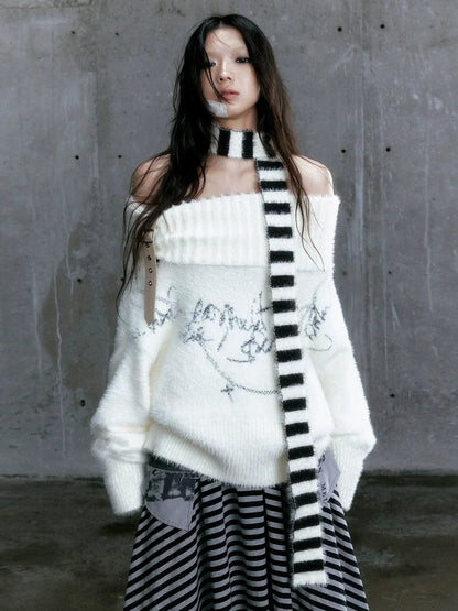 Chinese Clothing Cest Nous Update Chain Buckle Punk Crochet Oversized Sweater