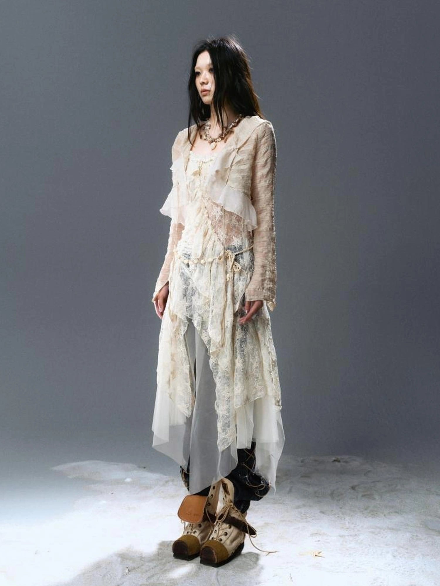 Chinese Clothing Cest Nous Update Checked Chiffon Hooded Cardigan