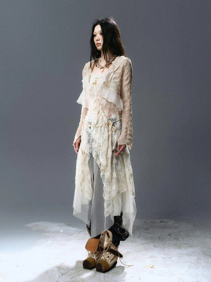 Chinese Clothing Cest Nous Update Checked Chiffon Hooded Cardigan