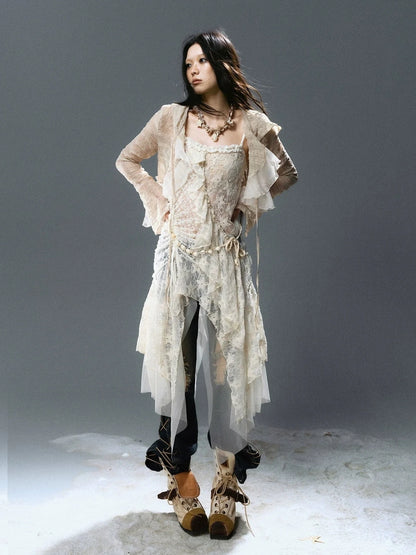 Chinese Clothing Cest Nous Update Checked Chiffon Hooded Cardigan
