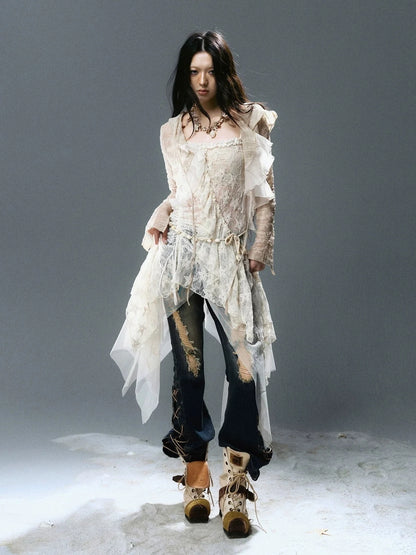 Chinese Clothing Cest Nous Update Checked Chiffon Hooded Cardigan