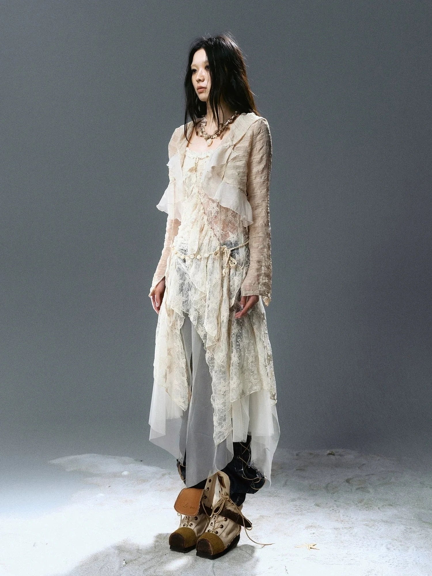 Chinese Clothing Cest Nous Update Checked Chiffon Hooded Cardigan