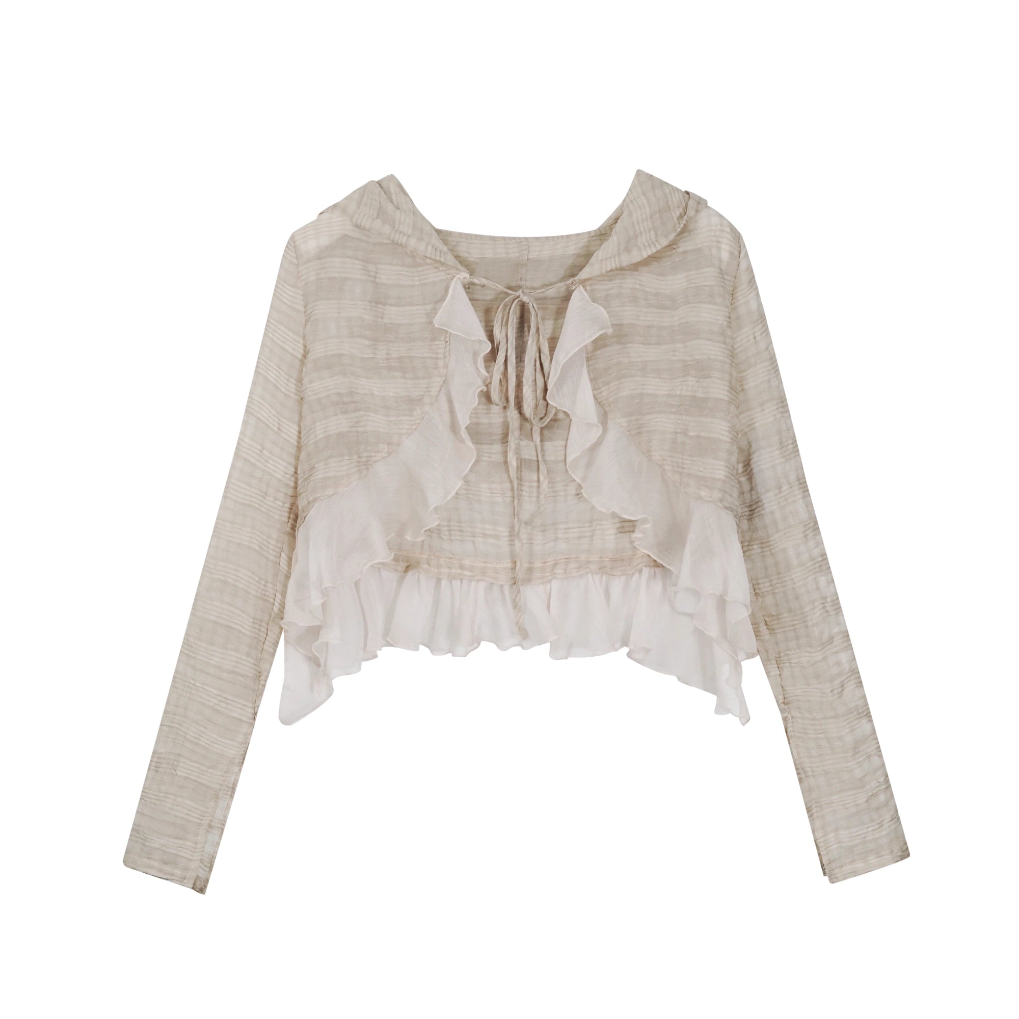 Chinese Clothing Cest Nous Update Checked Chiffon Hooded Cardigan MISSTT