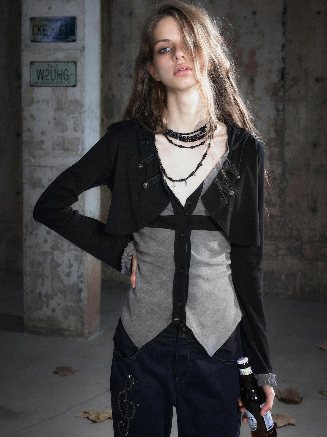 Chinese Clothing Cest Nous Update Cropped Hooded Cross Knit Top