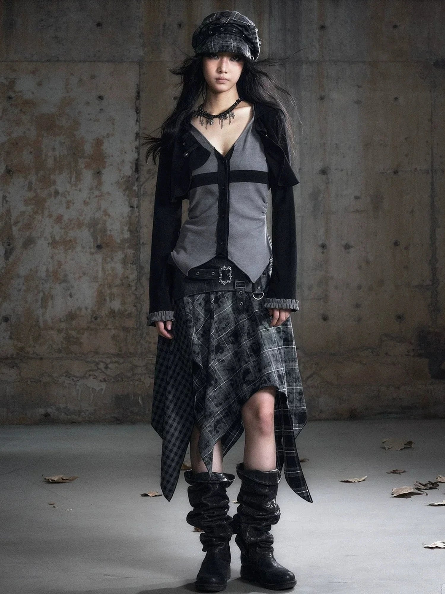 Chinese Clothing Cest Nous Update Cropped Hooded Cross Knit Top
