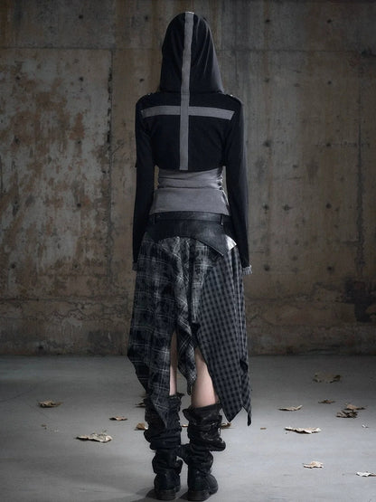 Chinese Clothing Cest Nous Update Cropped Hooded Cross Knit Top