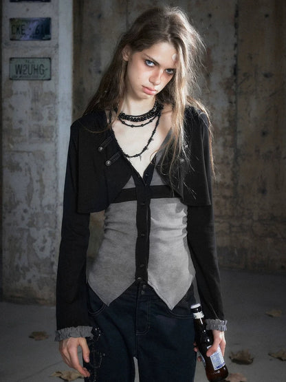 Chinese Clothing Cest Nous Update Cropped Hooded Cross Knit Top